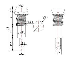 10mm Polished Metal Indicator Light – 230V LED Illuminated