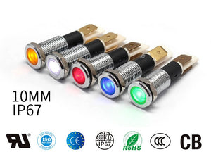 10mm Polished Metal Indicator Light – 230V LED Illuminated
