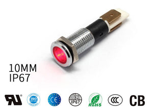 10mm Polished Metal Indicator Light – 230V LED Illuminated