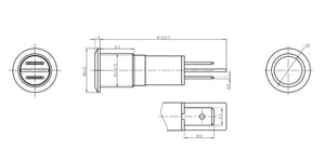 12mm Polished Metal Indicator Light – 230V LED Illuminated