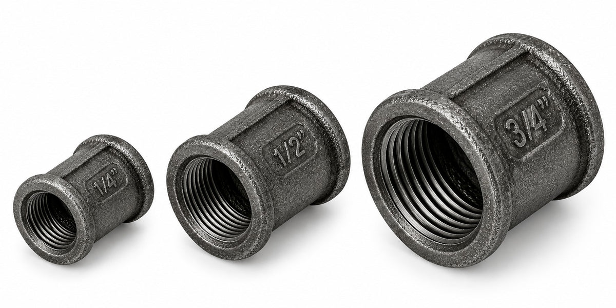 Black Malleable Iron BSPT Female Socket – 1/4", 1/2" & 3/4"