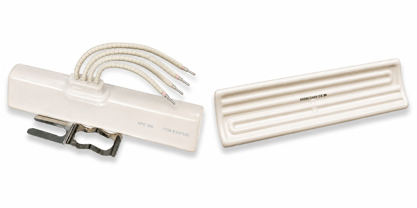 Full Size Ceramic Infrared Heating Element (245x60mm) with K-Type Thermocouple