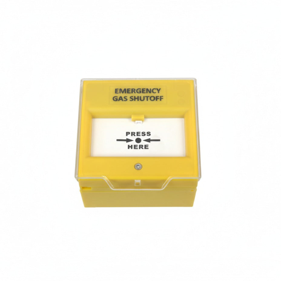 Emergency Gas Shutoff – DC 24V, Resettable, Yellow with Transparent Protective Cover
