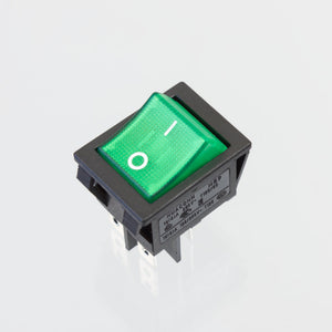 Double Pole Rocker Switch Green, 20A, DP, Off-On