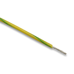 Green/Yellow PFA Wire (Silver-Plated Copper) | 19/0.28, 2mm OD, 250°C, 600V