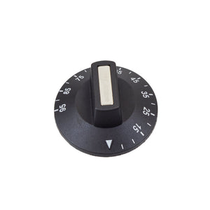 Thermostat Control Knob: 15-95°C, Black with White Numbers (6mm D-Shaft)