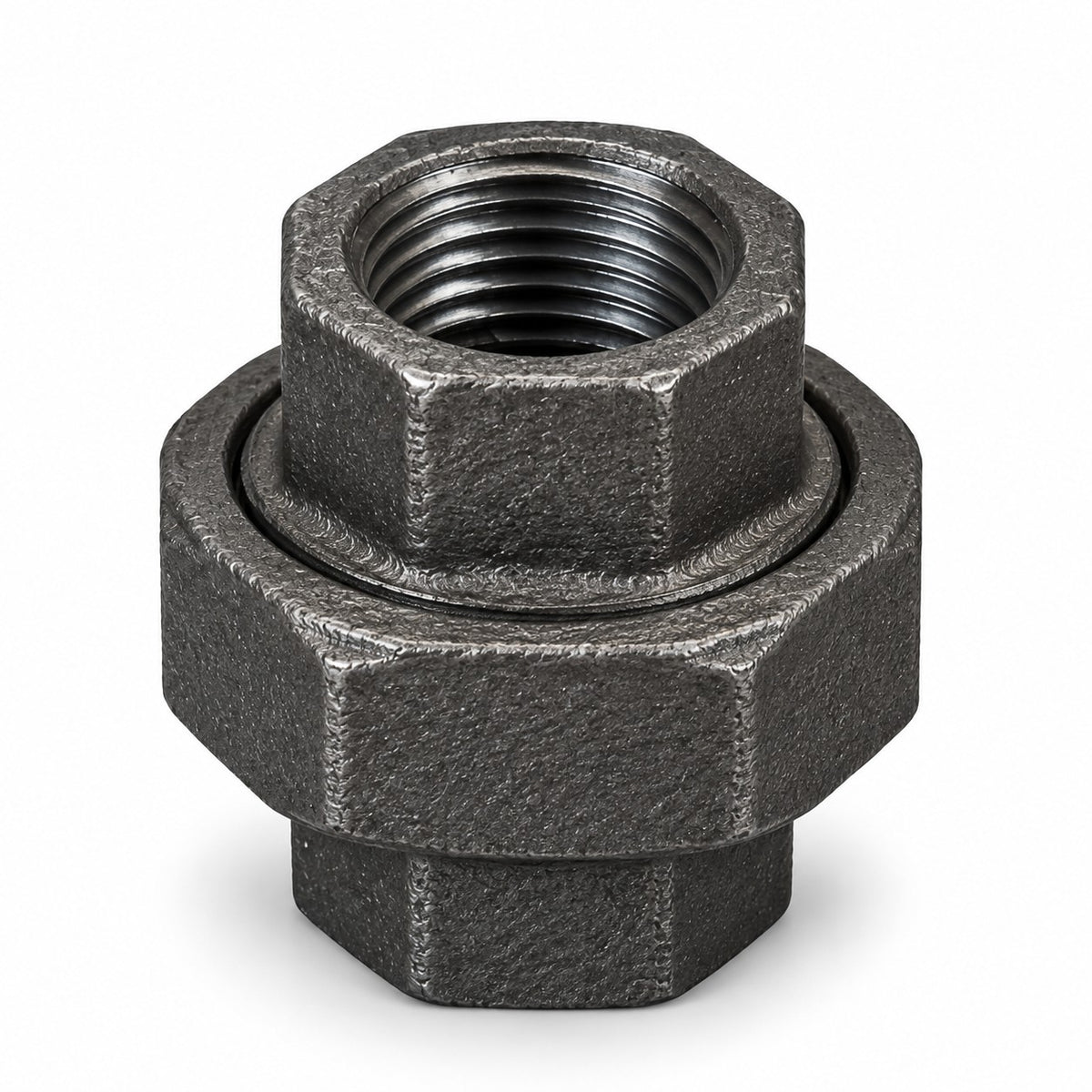 Black Malleable Iron BSP Parallel Female Union – 1/4", 1/2" & 3/4"