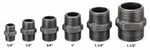 Six threaded pipe coupling adapters in sizes 1/4", 1/2", 3/4", 1", 1.1/4", and 1.