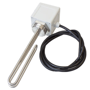 Immersion Heater with Thermostat & IP65 Cover: 3 kW, 2-1/4" Stainless Steel