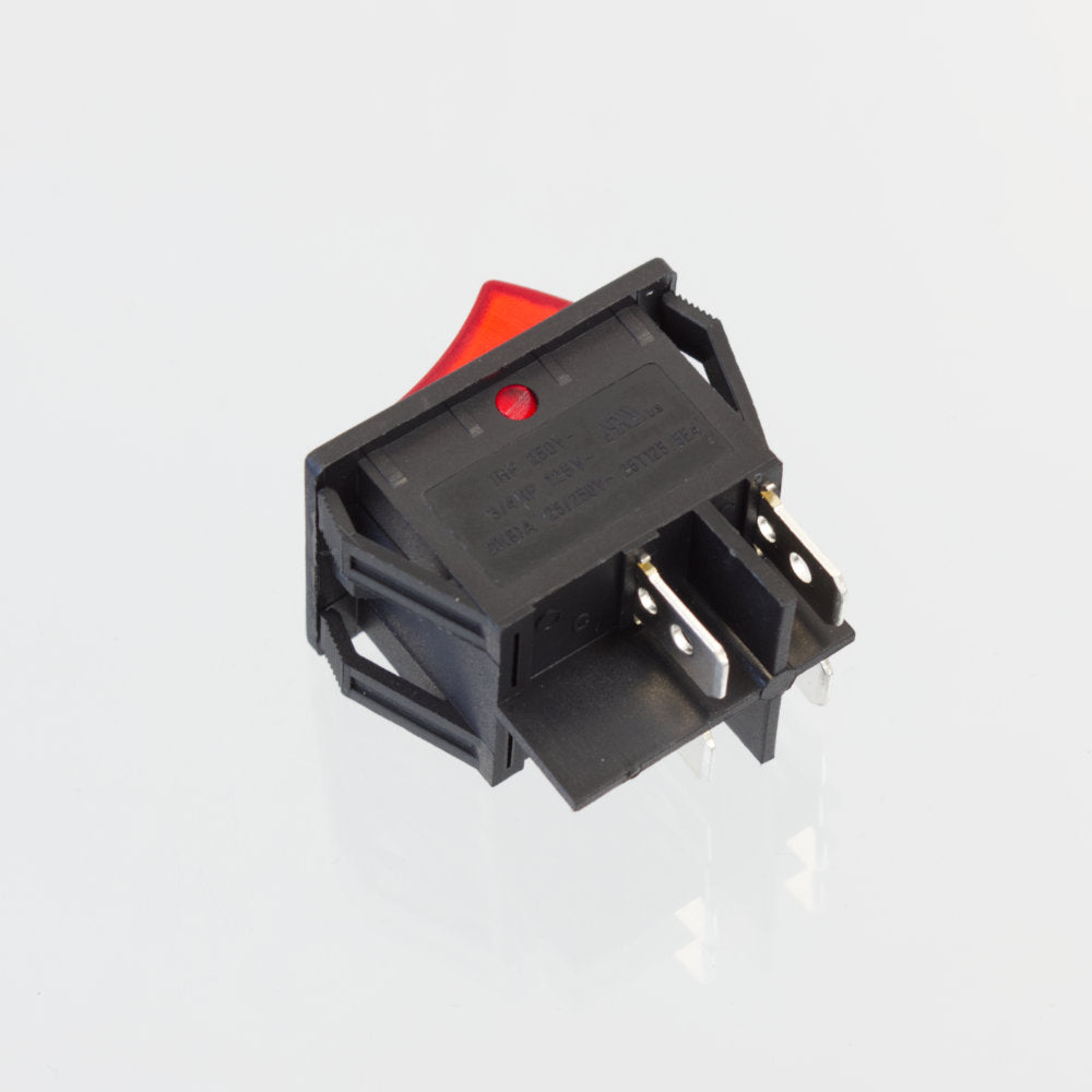 Double Pole Rocker Switch Red | 20A 250V | DPST Off-On