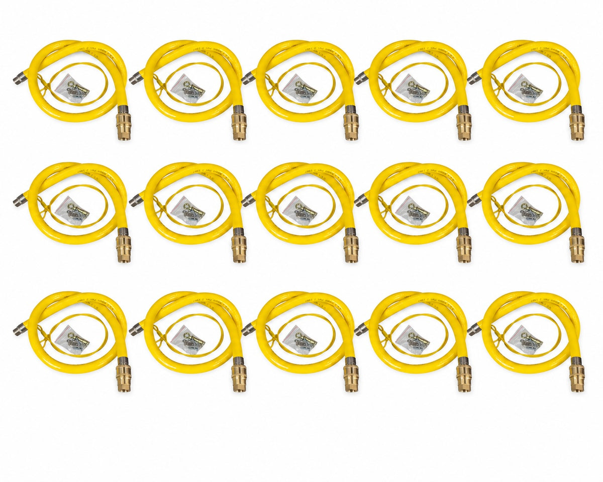 15 Pack Commercial Caterhose 3/4" x 1m Long – Complete Gas Hose Kit