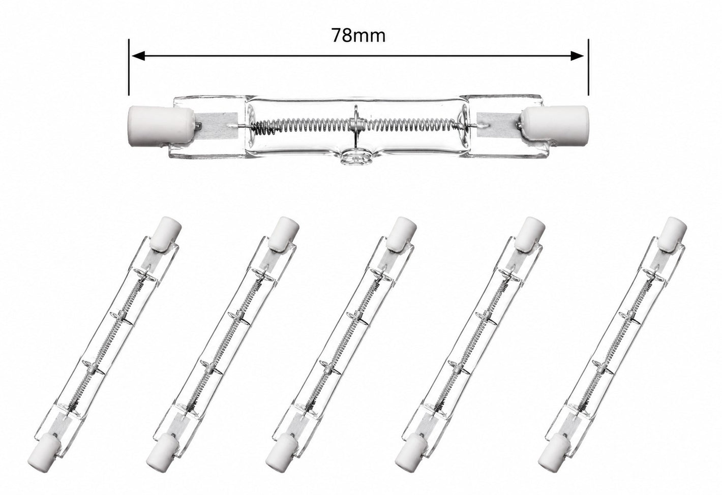 R7S Halogen Bulb 78mm 150W 230V – Dimmable J78 Linear Warm White Security Light Bulb 2800K 1180lm – 5 Pack