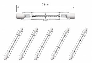 R7S Halogen Bulb 78mm 150W 230V – Dimmable J78 Linear Warm White Security Light Bulb 2800K 1180lm – 5 Pack
