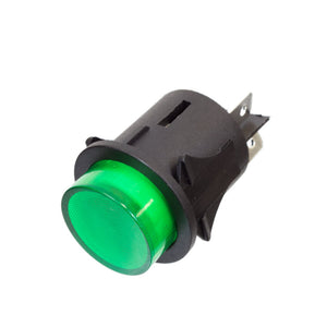 Round Push Button Latching Switch – 25mm, 16A/240V, Illuminated Green