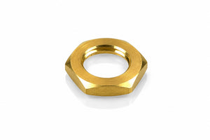 1/4 BSP Female Thread Brass Hex Lock Nut – 3mm Thick – 19mm Across Flats – Pack of 10