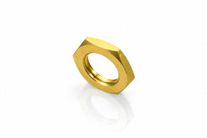 1/4 BSP Female Thread Brass Hex Lock Nut – 3mm Thick – 19mm Across Flats – Pack of 10
