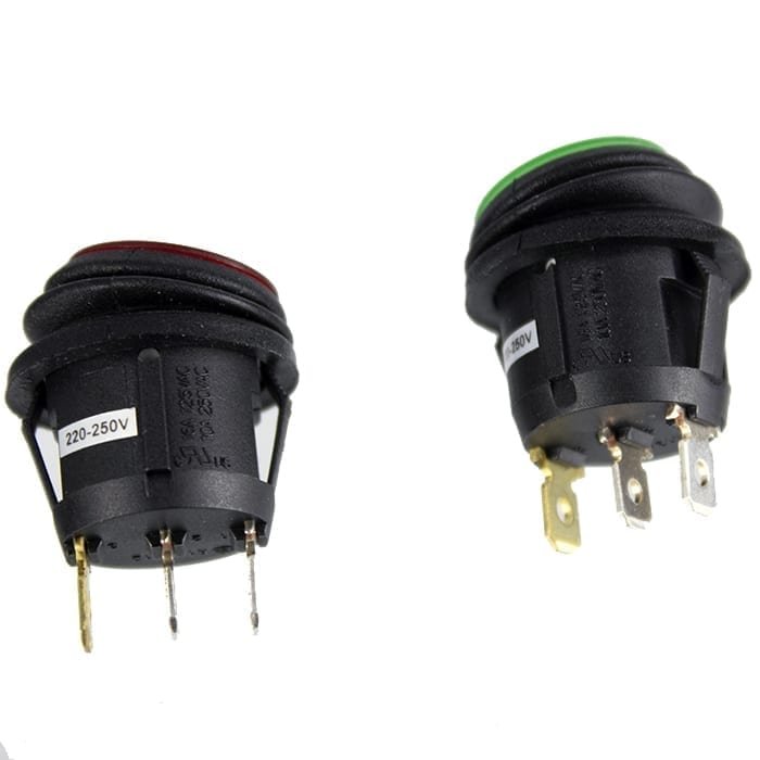 Waterproof Round Rocker Switch IP67 Illumination, SPDT, On-Off, 220V