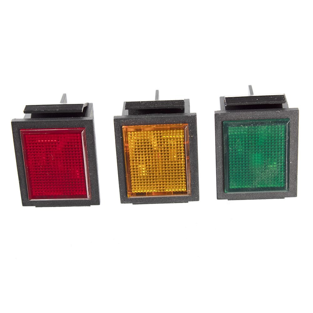 Panel Mount Indicator Lights 30x22mm | Red, Green, Amber LED/Neon